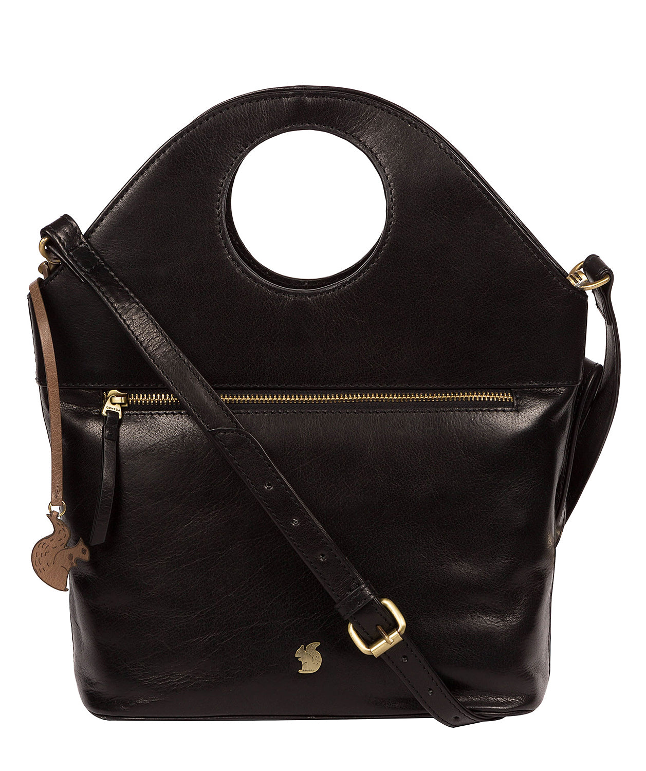 'Halo' Black Leather Cross Body Bag