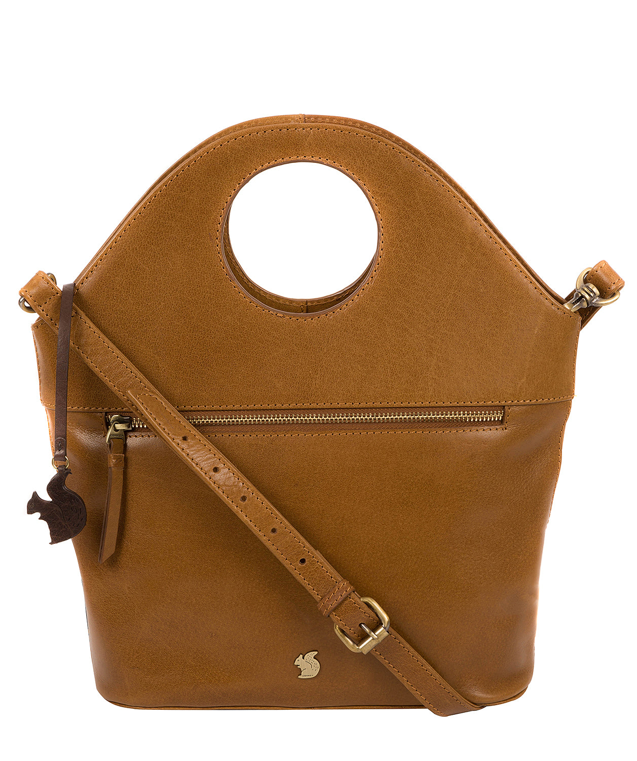 'Halo' Dark Tan Leather Cross Body Bag