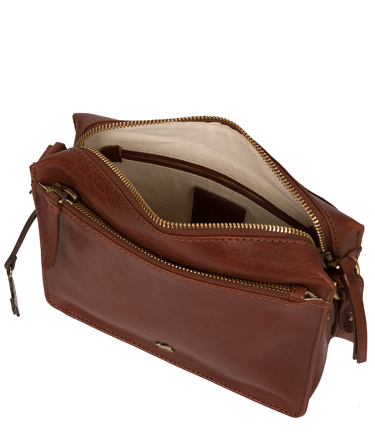 'Aurora' Conker Brown Leather Cross Body Bag