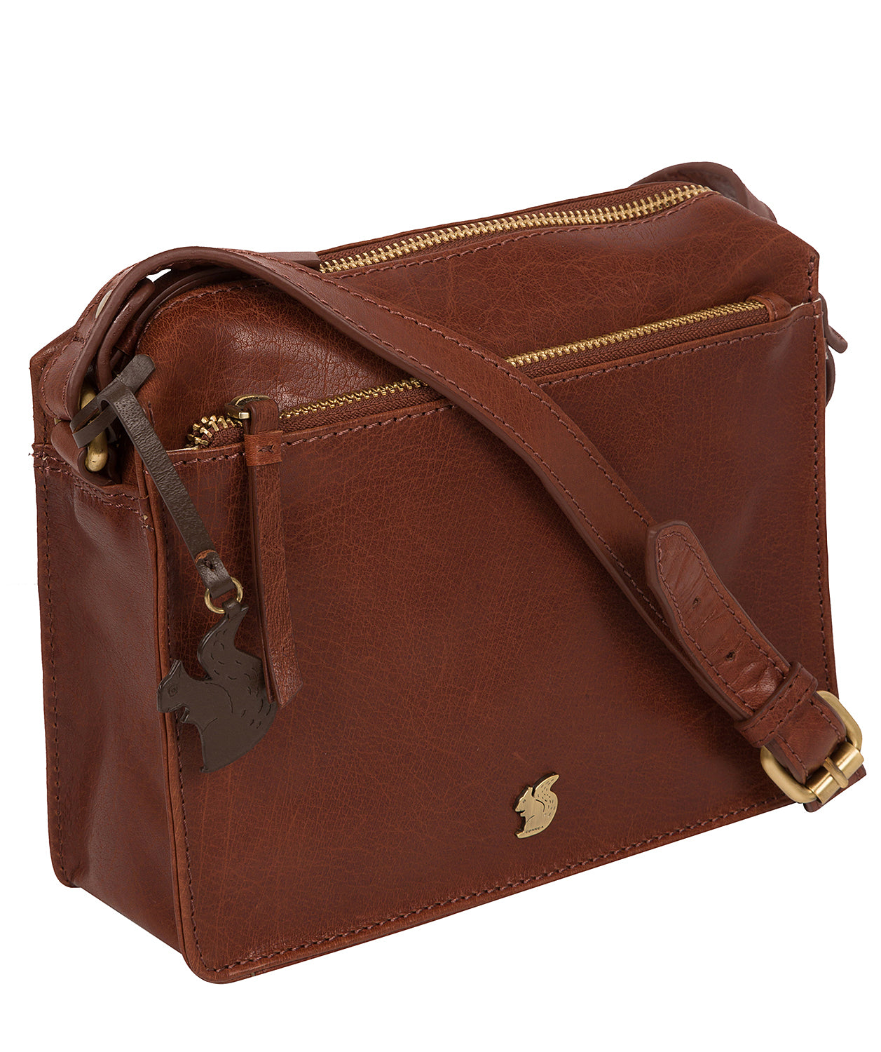 'Aurora' Conker Brown Leather Cross Body Bag