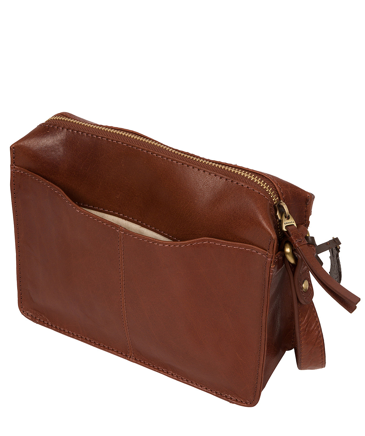 'Aurora' Conker Brown Leather Cross Body Bag