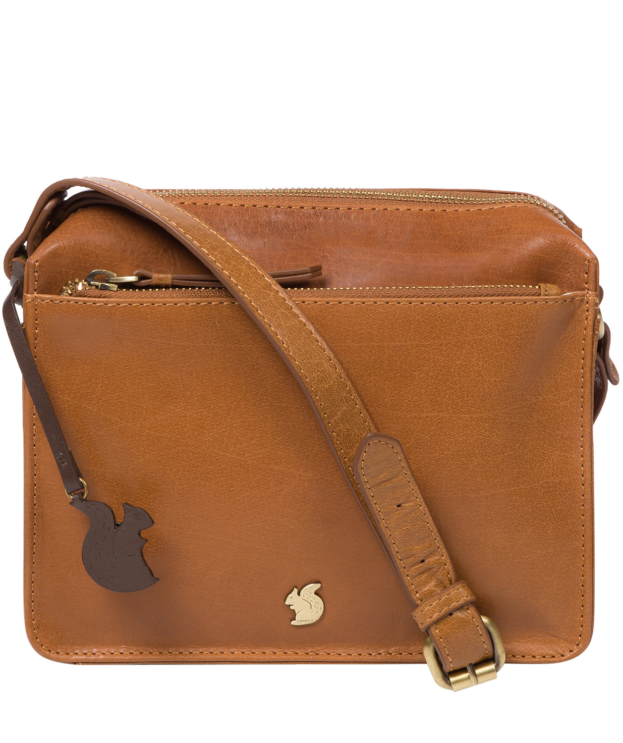 'Aurora' Dark Tan Leather Cross Body Bag