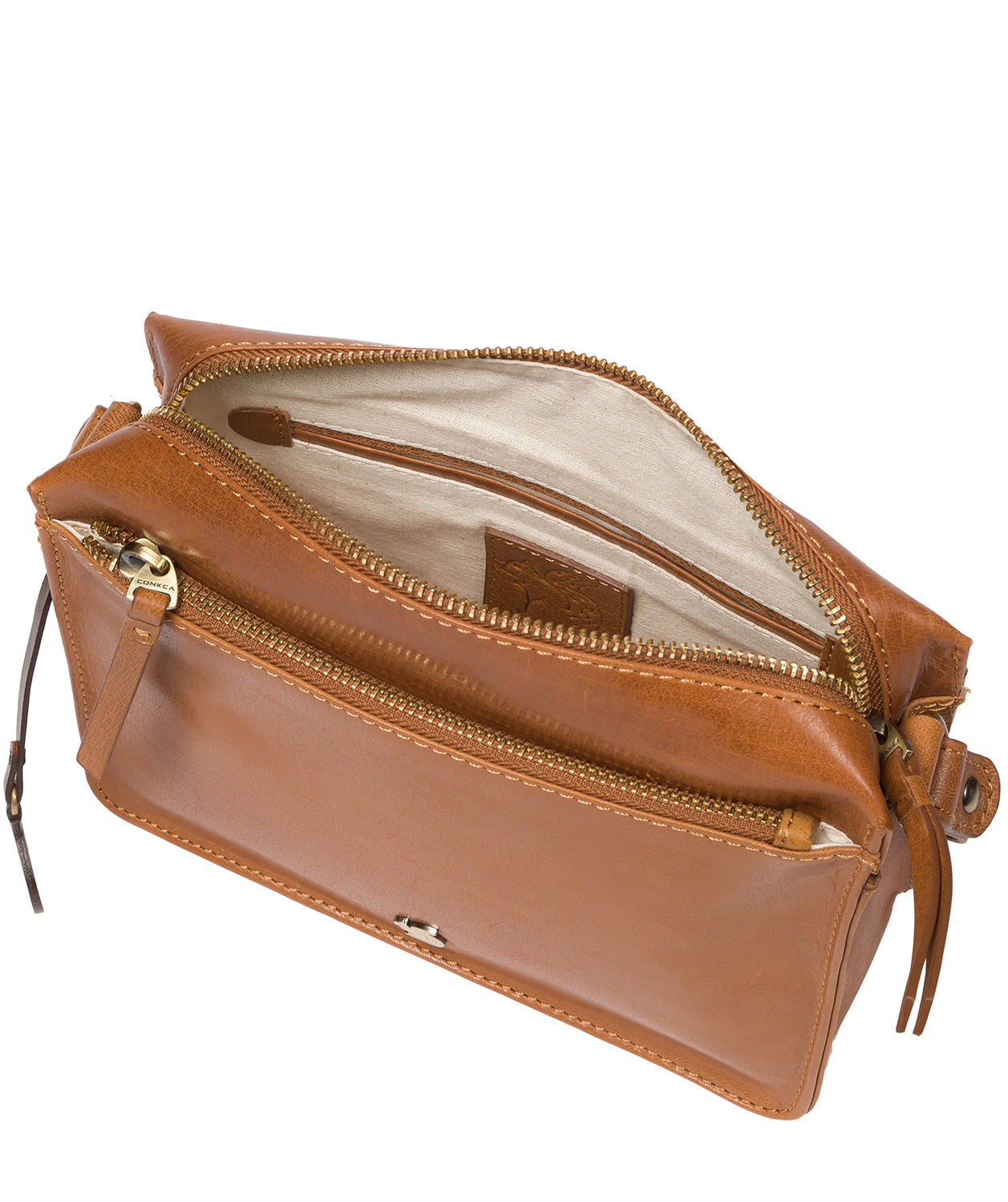 'Aurora' Dark Tan Leather Cross Body Bag