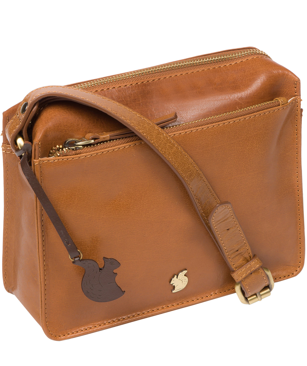 'Aurora' Dark Tan Leather Cross Body Bag