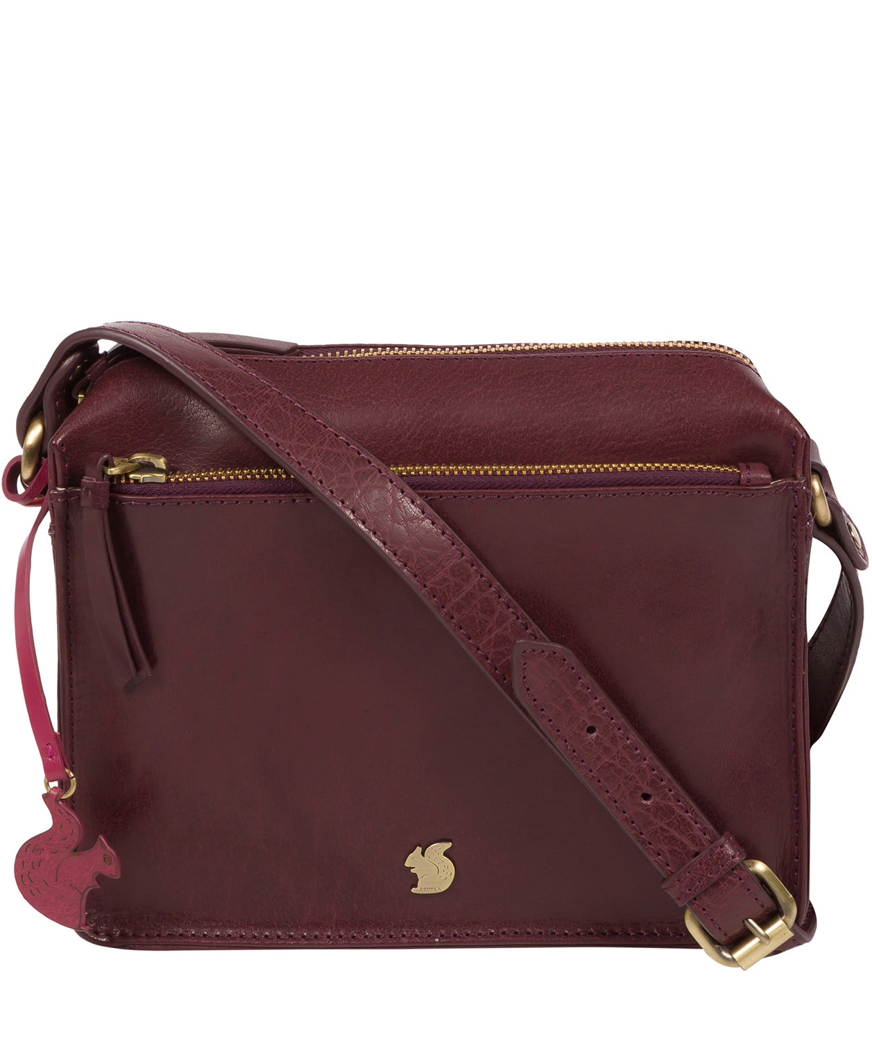 'Aurora' Plum Leather Cross Body Bag