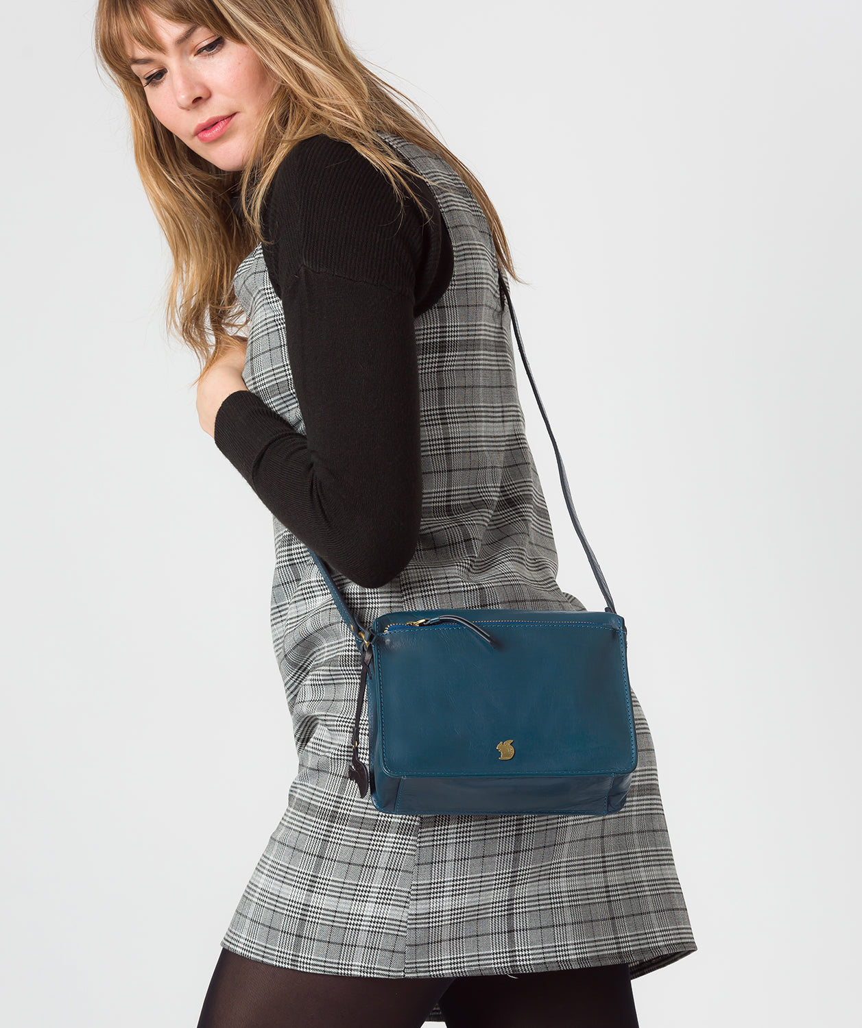 'Aurora' Snorkel Blue Leather Cross Body Bag