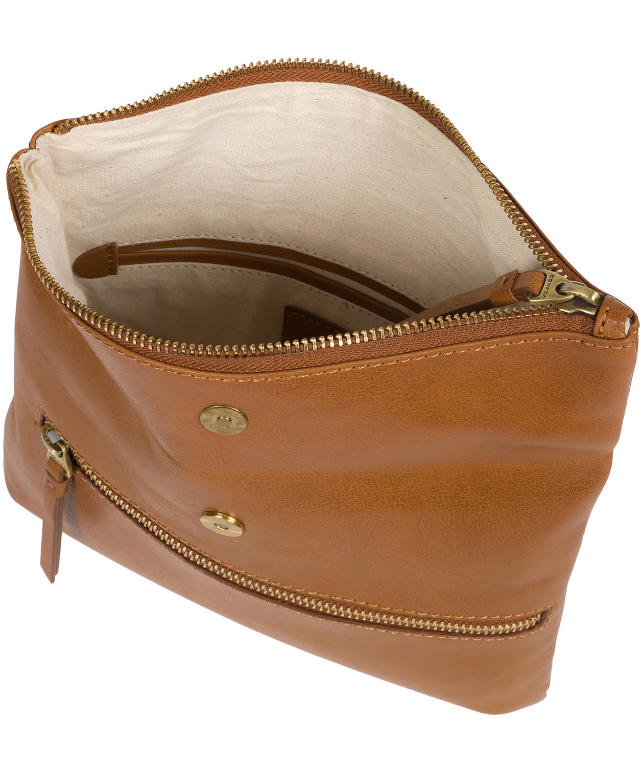 'Flare' Dark Tan Leather Clutch Bag