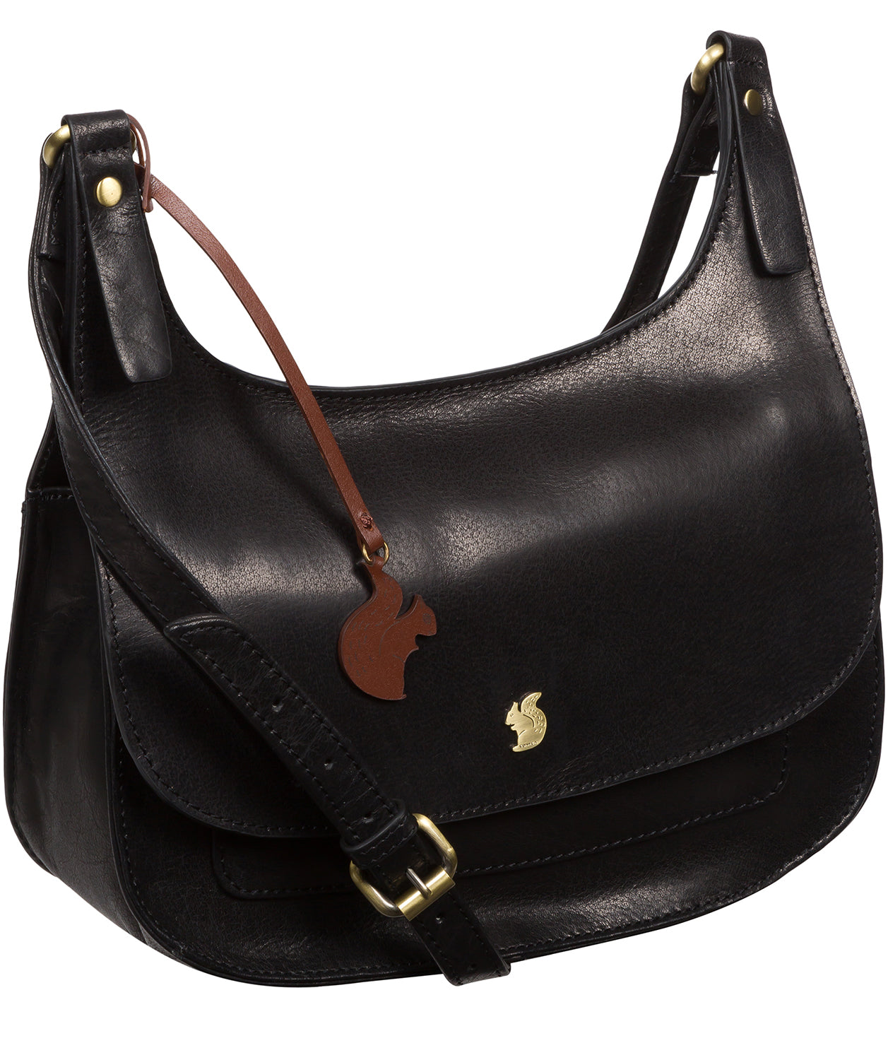 Conkca London Originals Collection #product-type#: 'Ellipse' Black Leather Cross Body Bag