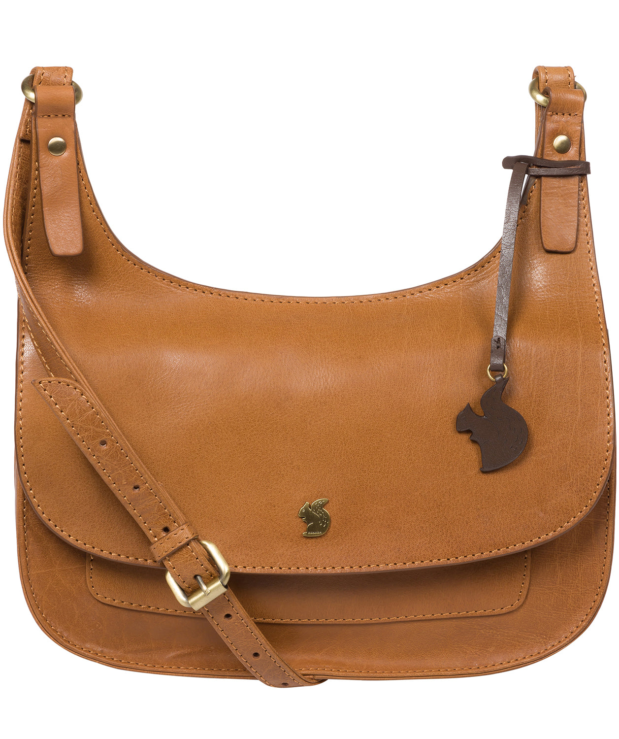 'Ellipse' Dark Tan Leather Cross Body Bag