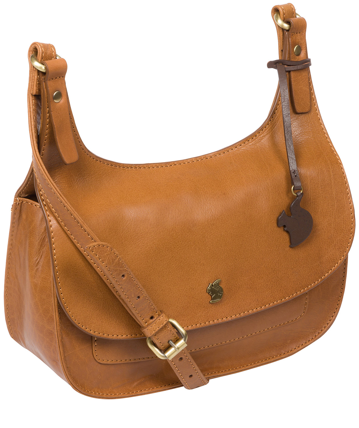 'Ellipse' Dark Tan Leather Cross Body Bag