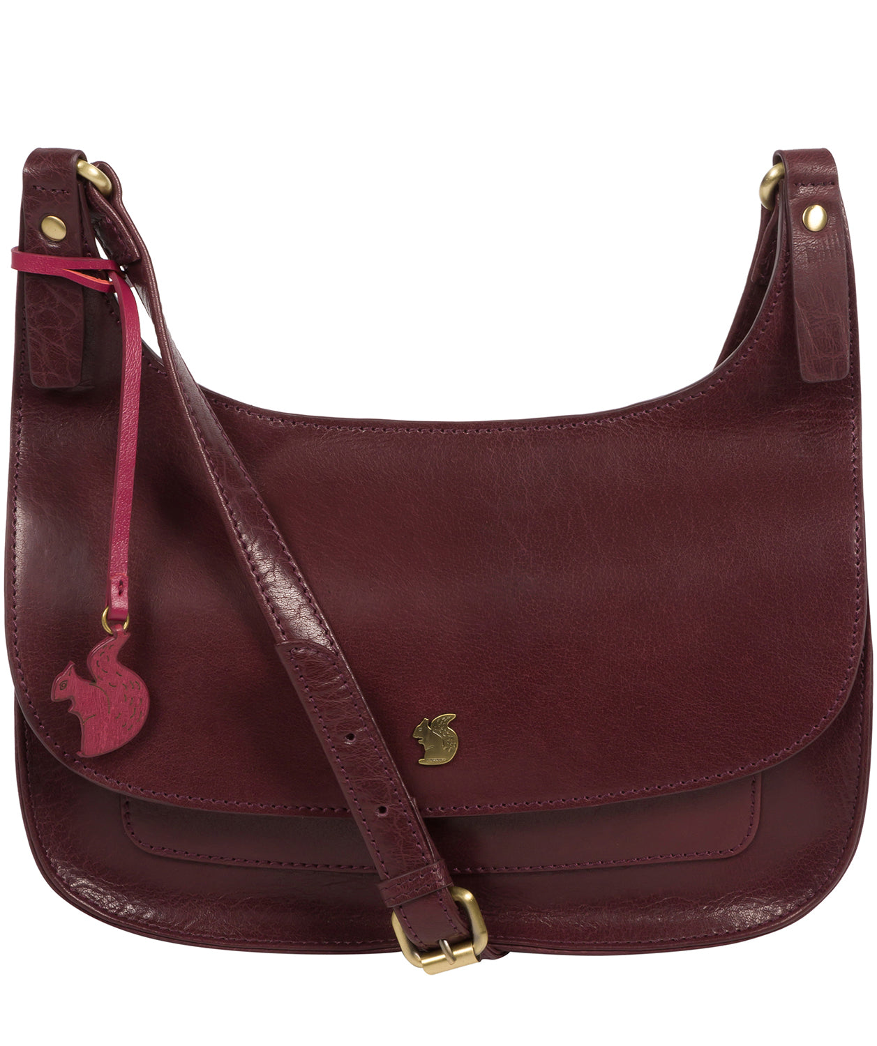 'Ellipse' Plum Leather Cross Body Bag