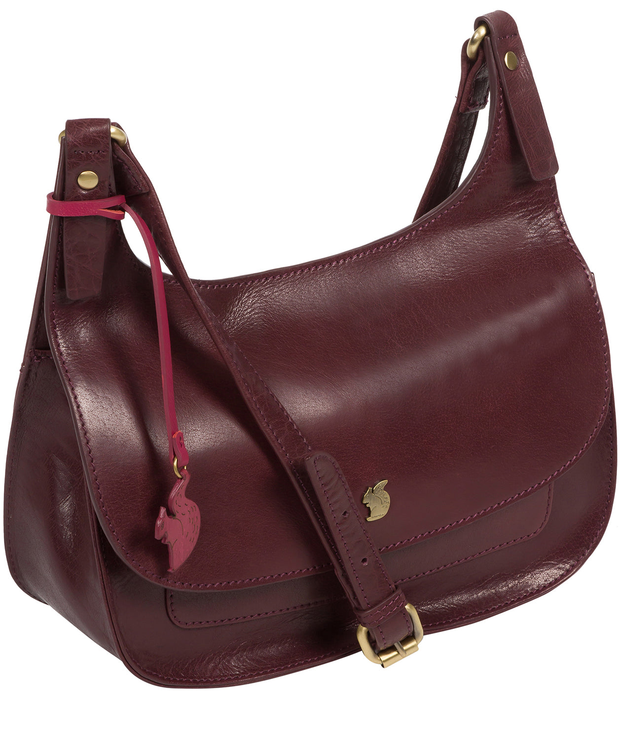 'Ellipse' Plum Leather Cross Body Bag