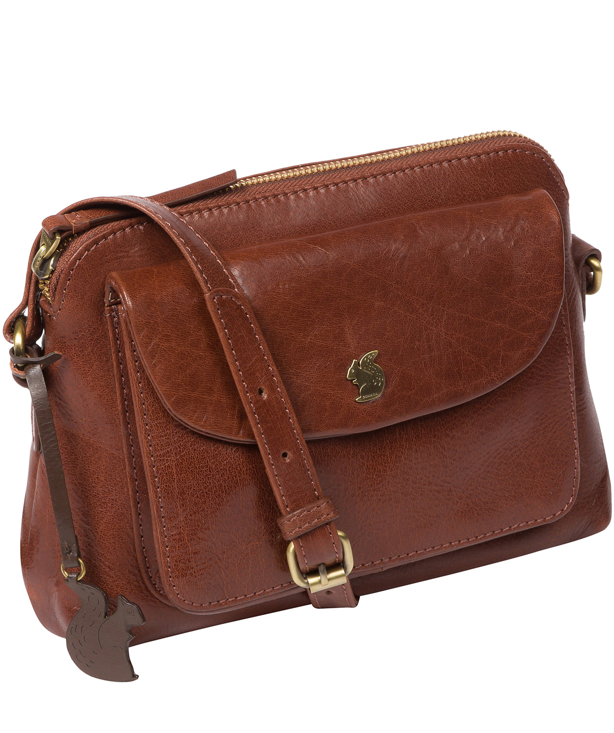 'Dainty' Conker Brown Leather Cross Body Bag