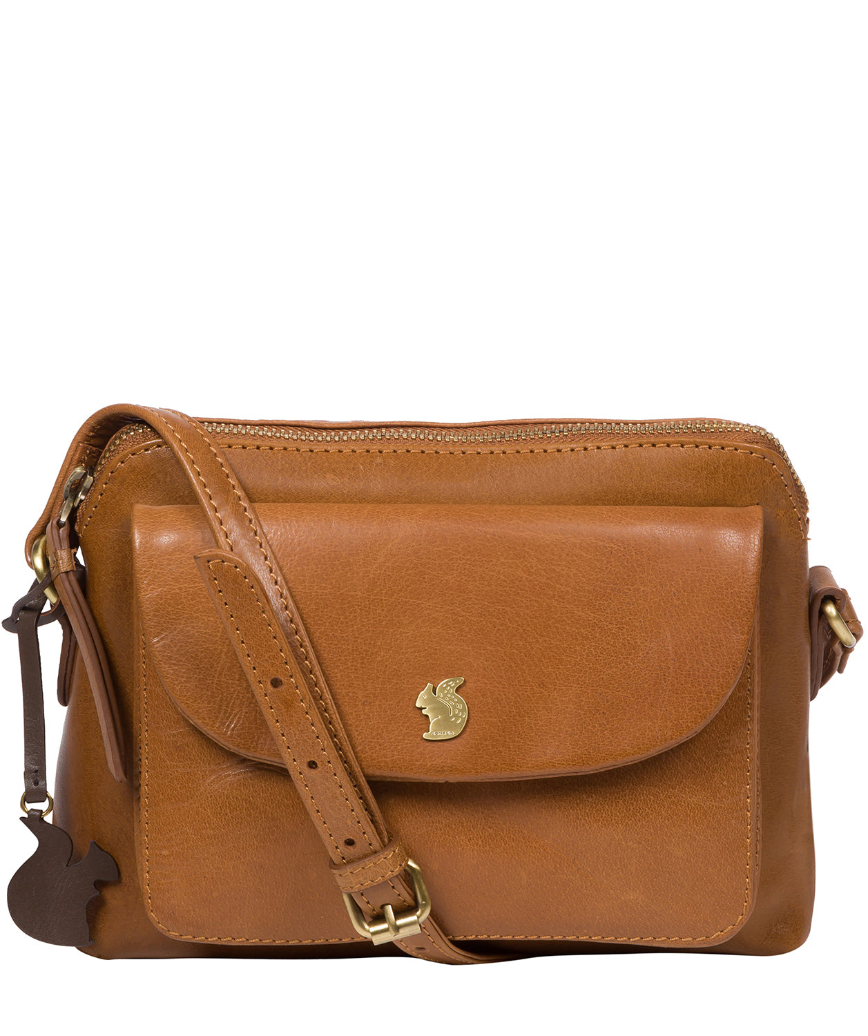 'Dainty' Dark Tan Leather Cross Body Bag