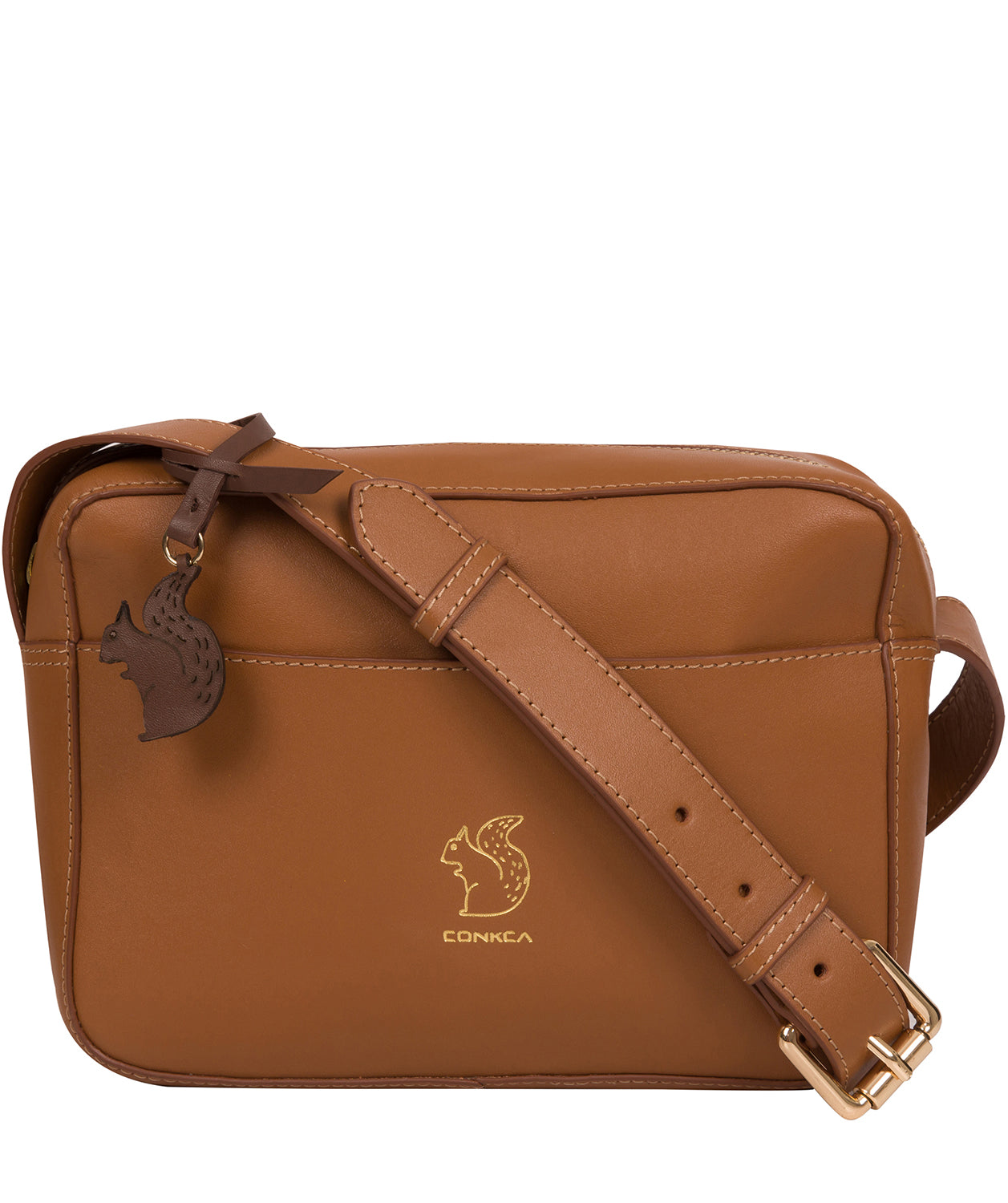 'Tatum' Saddle Tan Vegetable-Tanned Leather Cross Body Bag