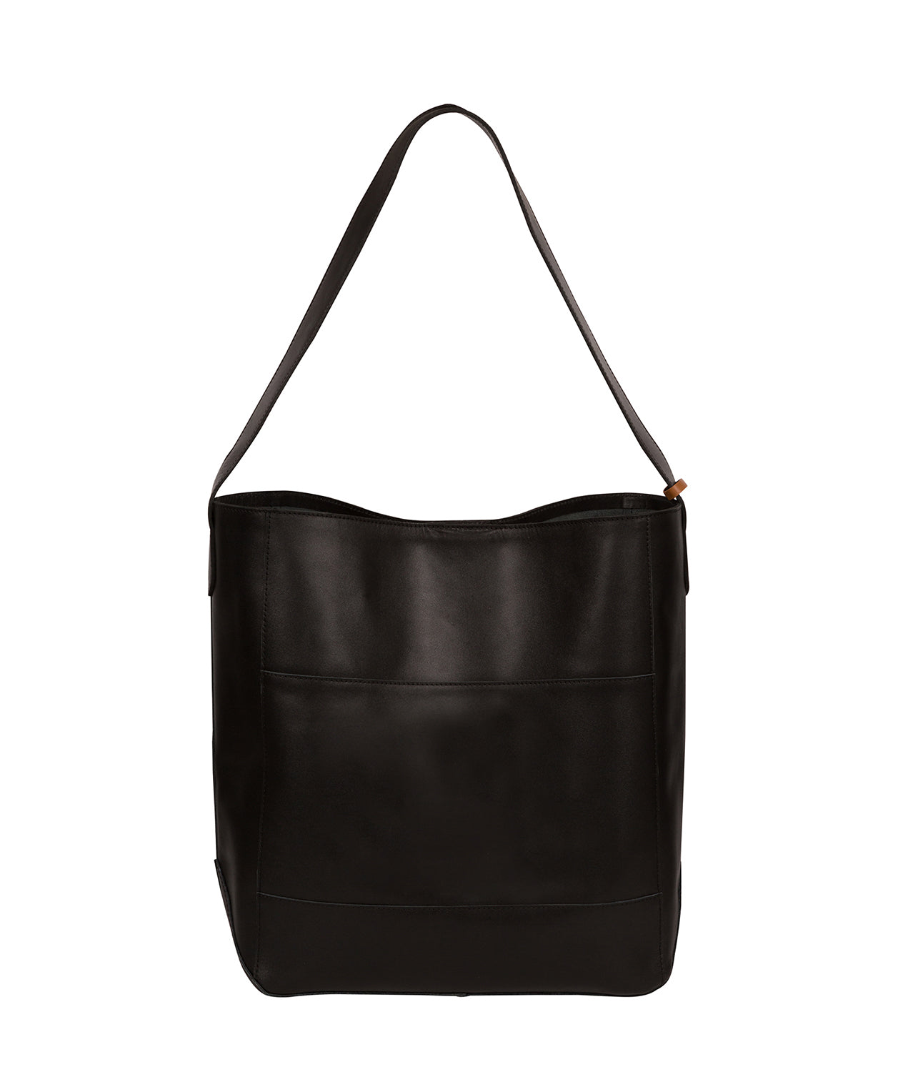 'Reynolds' Jet Black Vegetable Tanned Leather Shoulder Bag