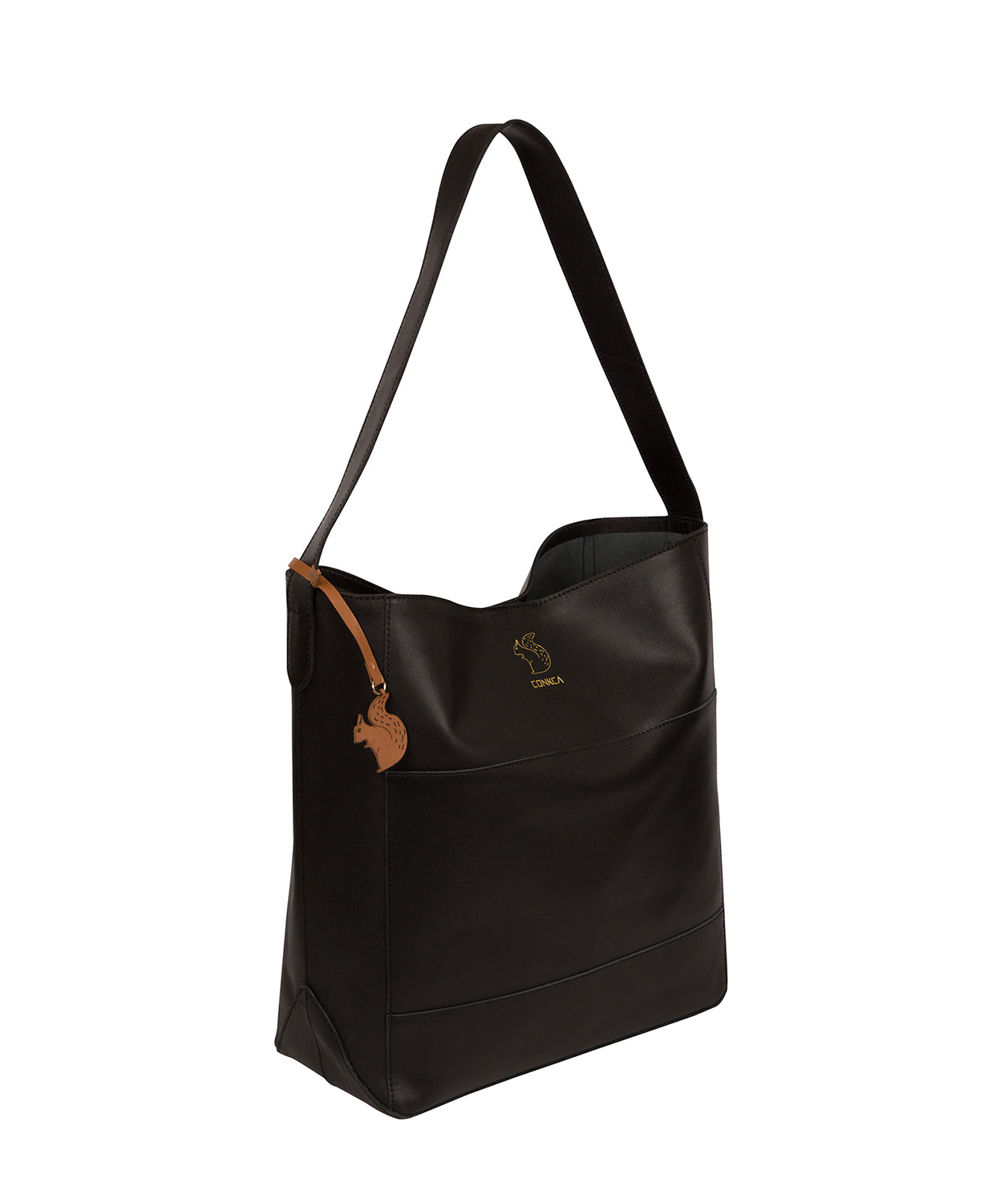 'Reynolds' Jet Black Vegetable Tanned Leather Shoulder Bag