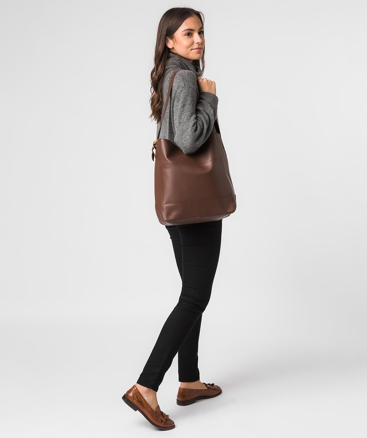 'Reynolds' Ombre Chestnut Vegetable-Tanned Leather Shoulder Bag