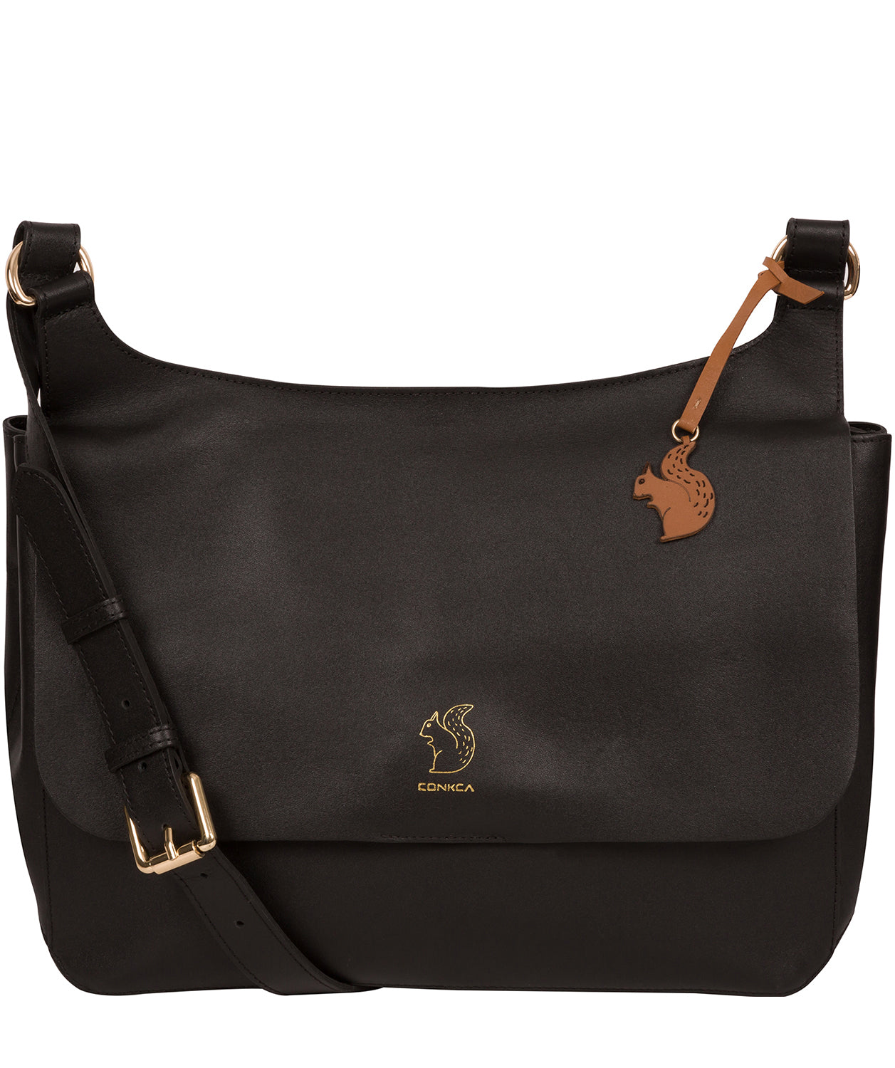 'Leto' Jet Black Vegetable Tanned Leather Cross Body Bag