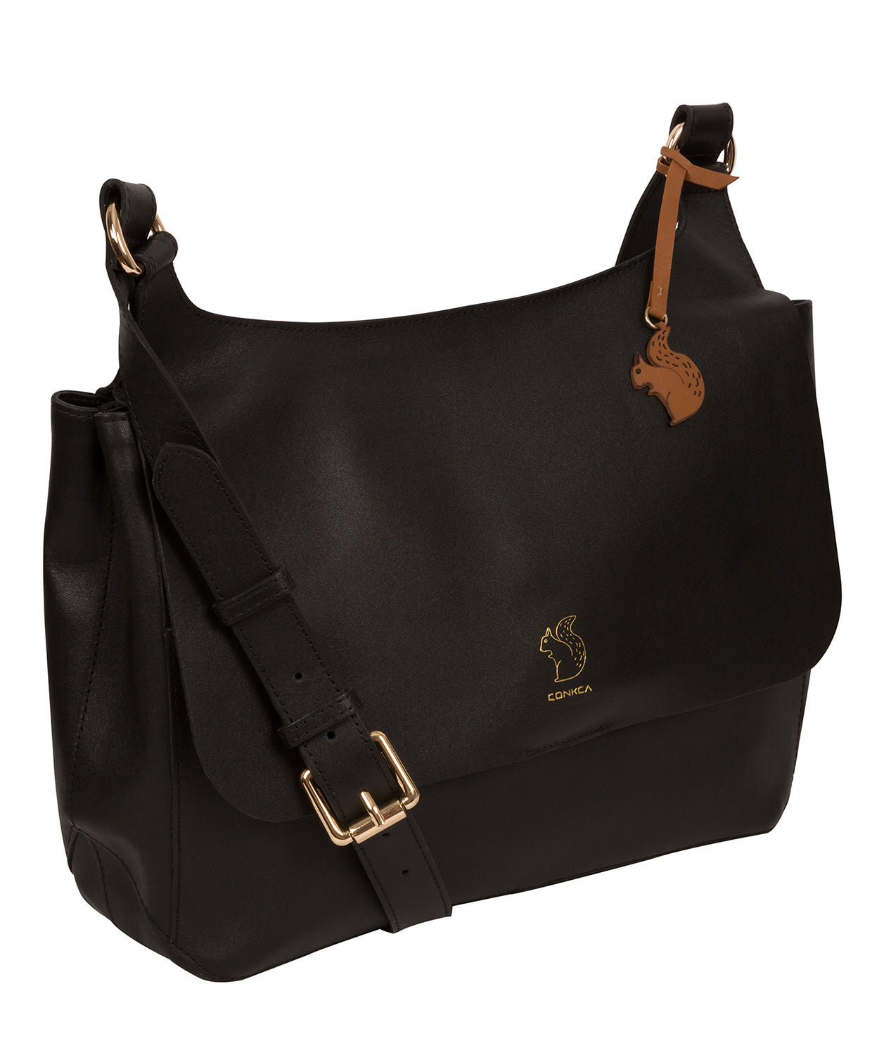 'Leto' Jet Black Vegetable Tanned Leather Cross Body Bag