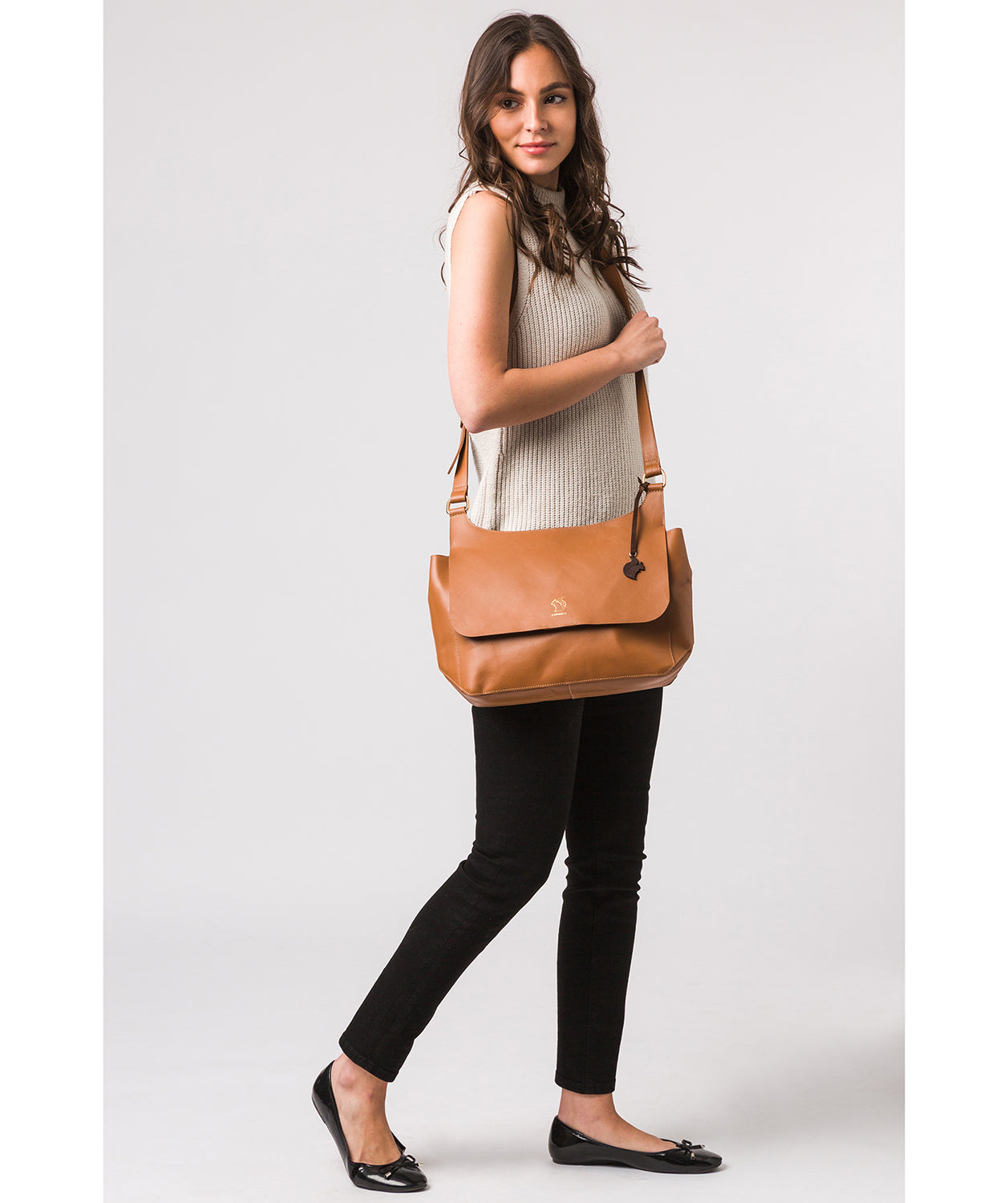 'Leto' Saddle Tan Vegetable Tanned Leather Cross Body Bag