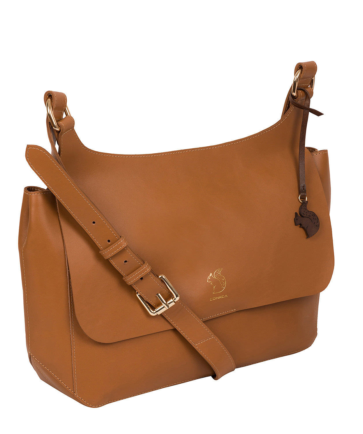 'Leto' Saddle Tan Leather Cross Body Bag