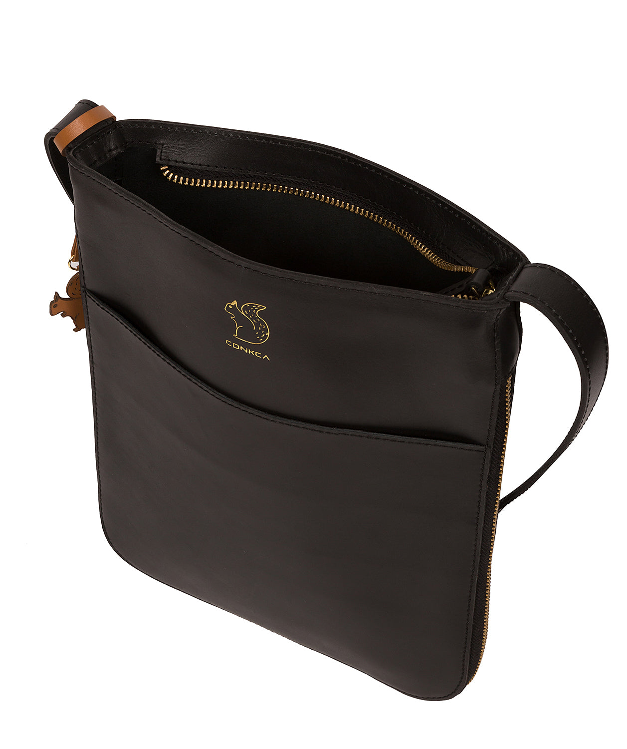 'Lautner' Jet Black Leather Cross Body Bag