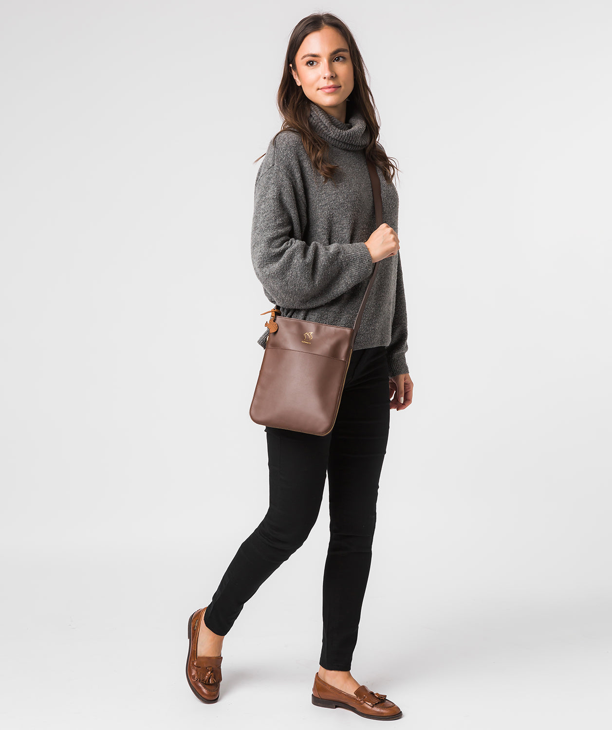 'Lautner' Ombre Chestnut Vegetable-Tanned Leather Cross Body Bag