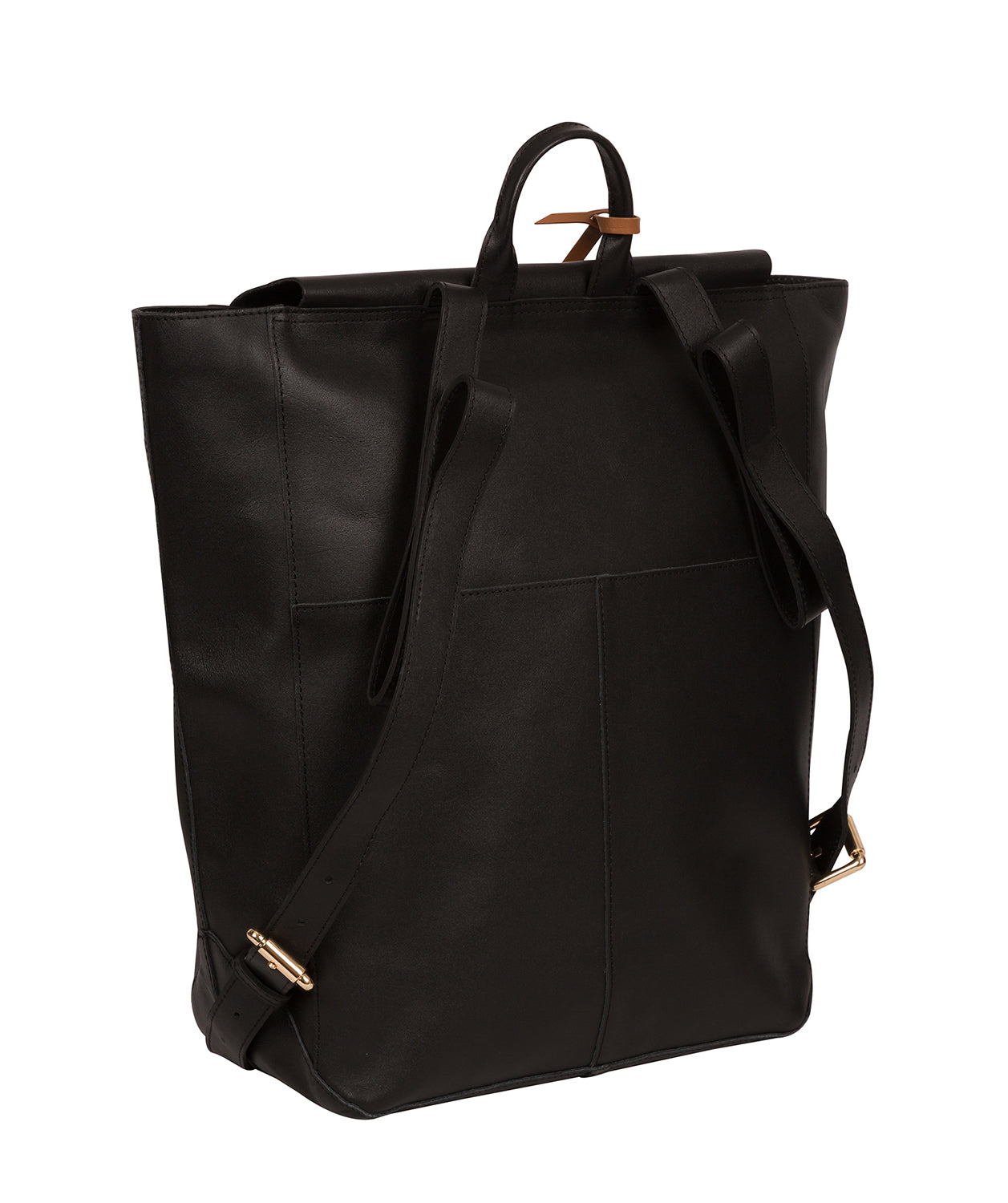 'Butler' Jet Black Vegetable-Tanned Leather Backpack