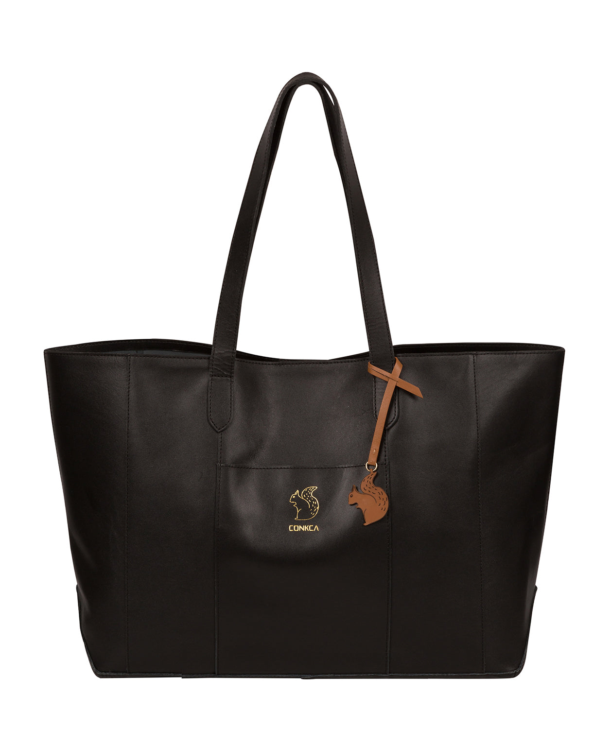 'Ginny' Jet Black Vegetable-Tanned Leather Tote Bag