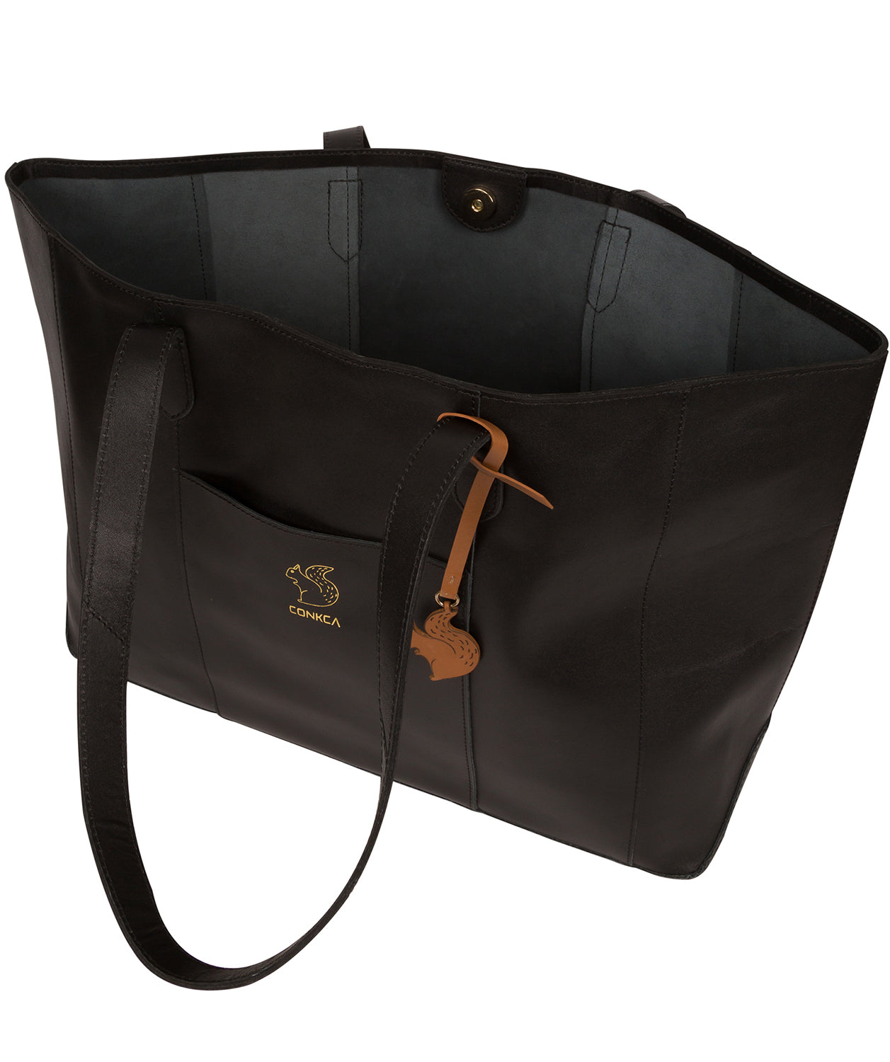 'Ginny' Jet Black Vegetable-Tanned Leather Tote Bag