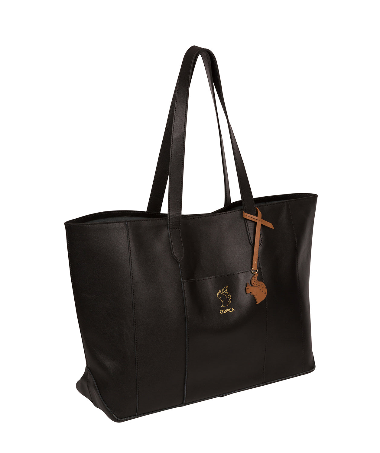 'Ginny' Jet Black Vegetable-Tanned Leather Tote Bag