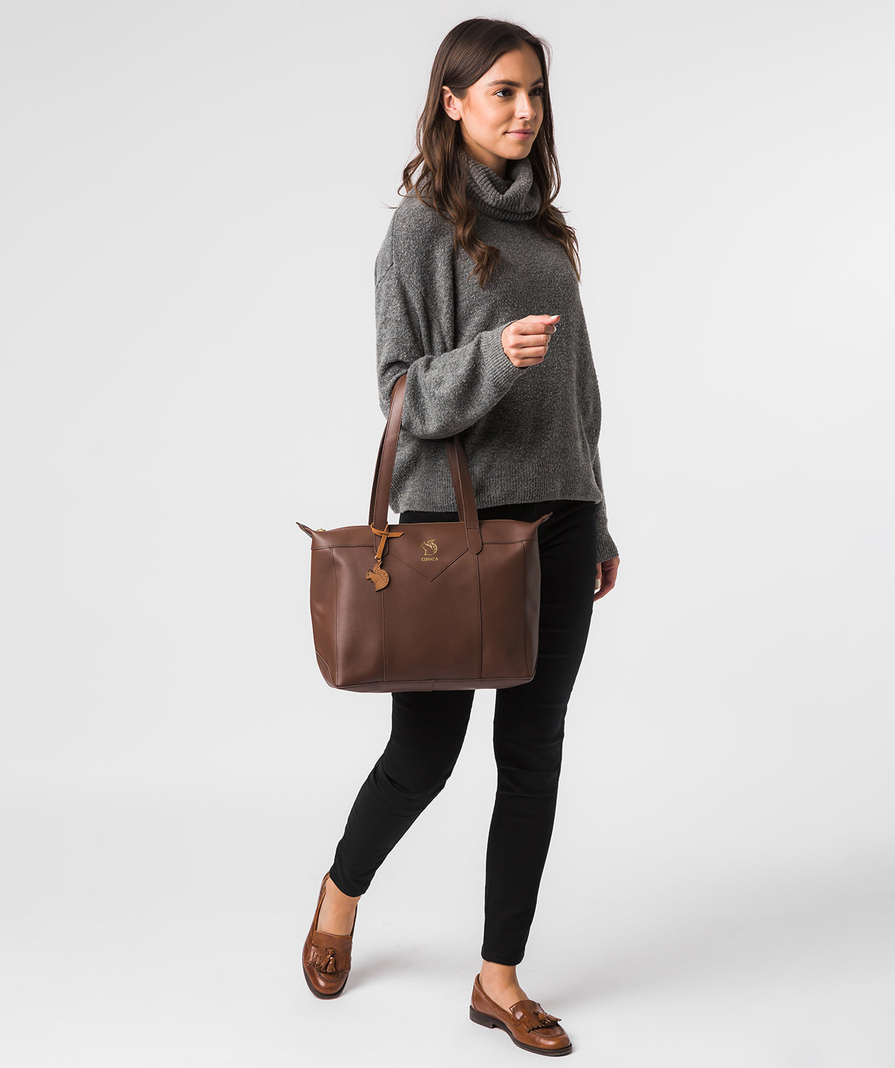 'Molly' Ombre Chestnut Vegetable-Tanned Leather Shoulder Bag