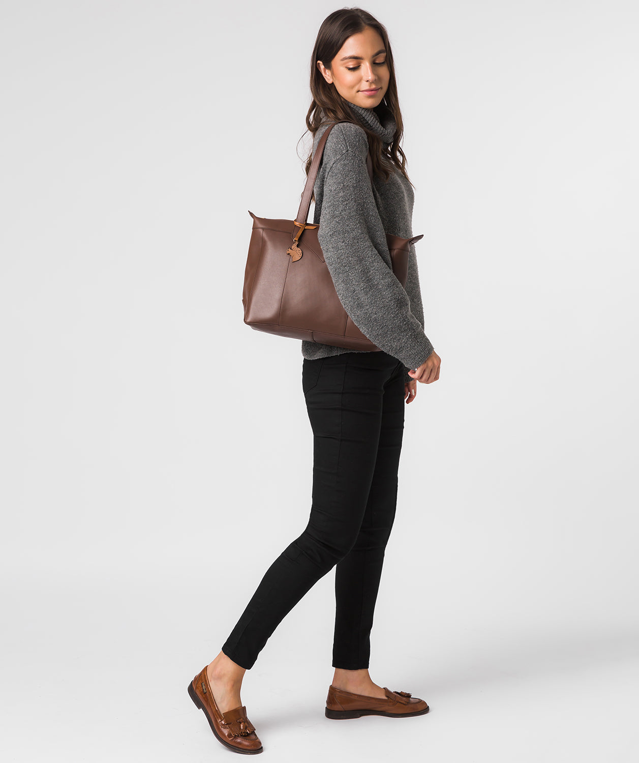 'Molly' Ombre Chestnut Vegetable-Tanned Leather Shoulder Bag