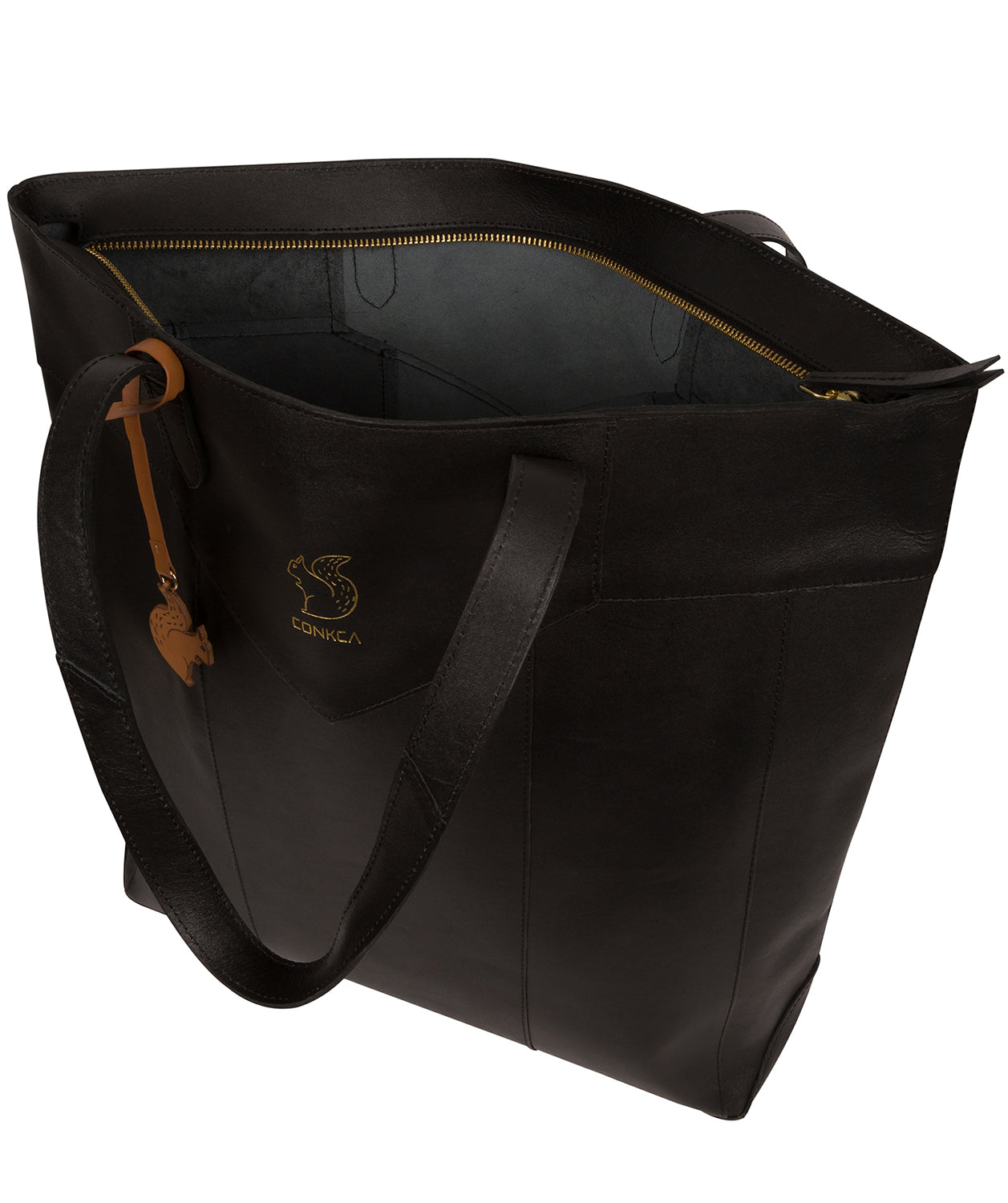 'Eliza' Jet Black Vegetable-Tanned Leather Unlined Extra-Large Shopper Bag