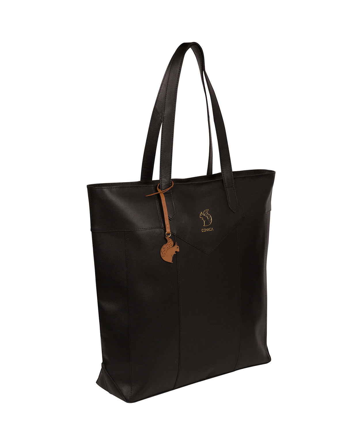 'Eliza' Jet Black Vegetable-Tanned Leather Unlined Extra-Large Shopper Bag