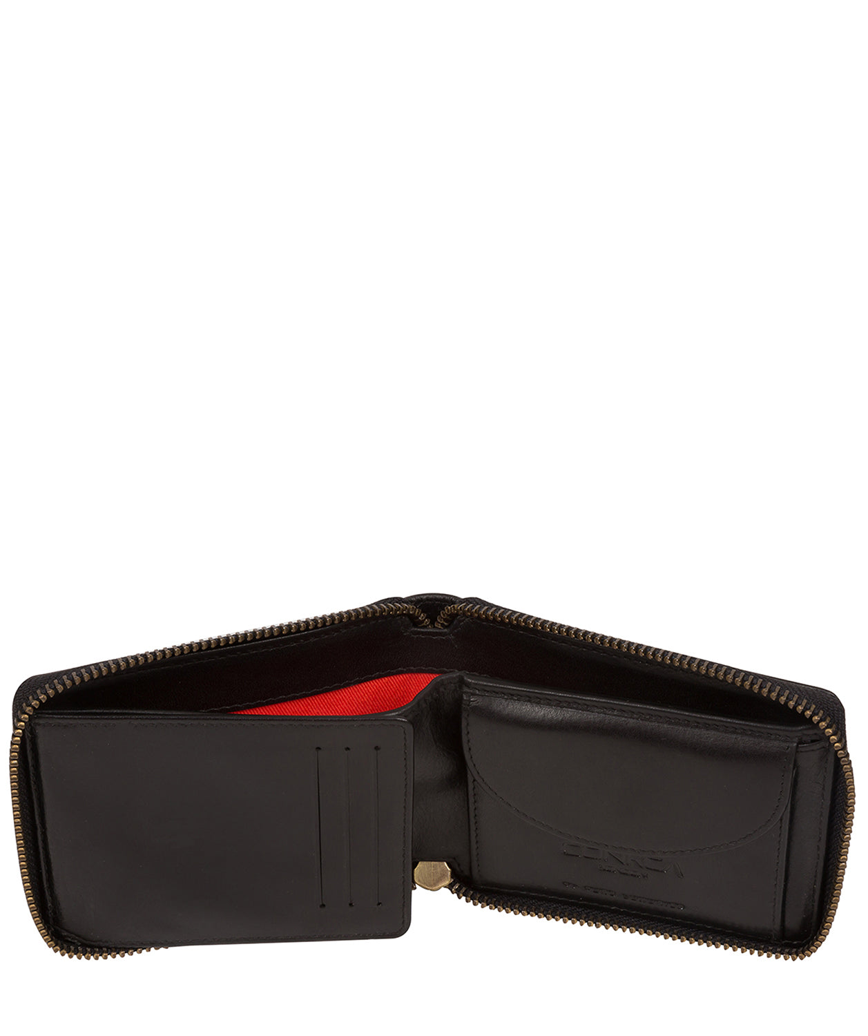 'Chief' Black Leather Zip-Round Wallet