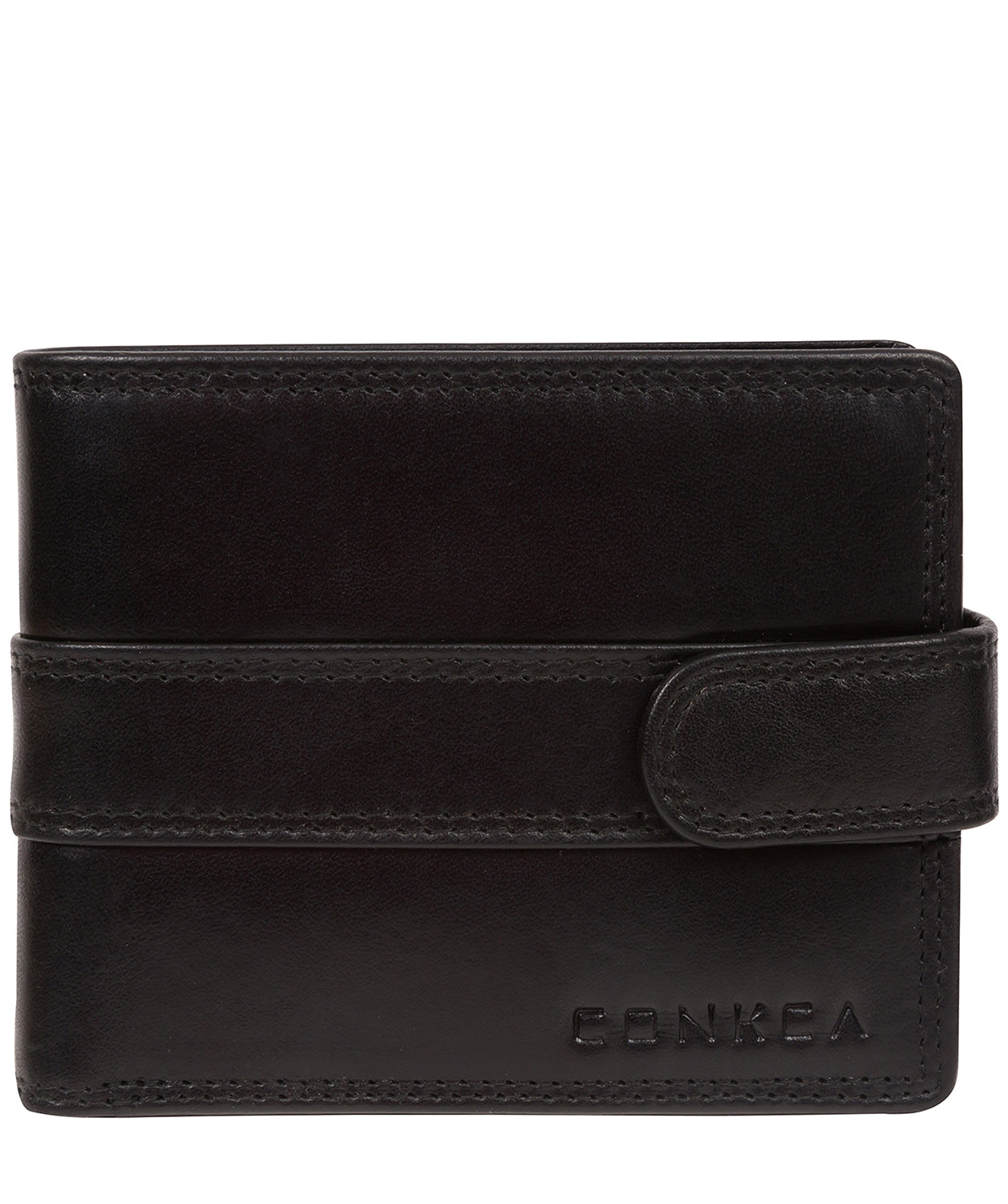 'Major' Black Leather Tri-Fold Wallet