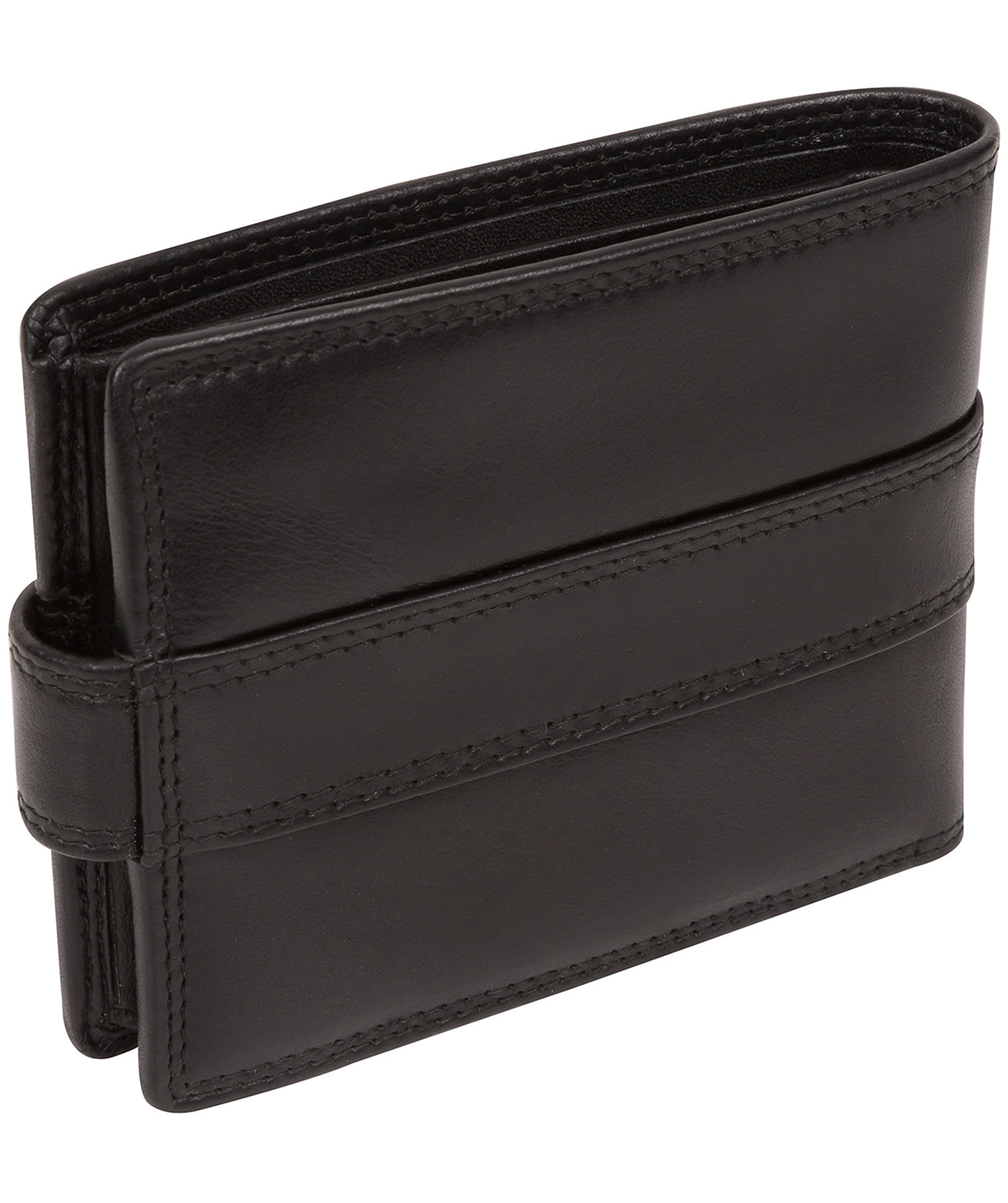 'Major' Black Leather Tri-Fold Wallet