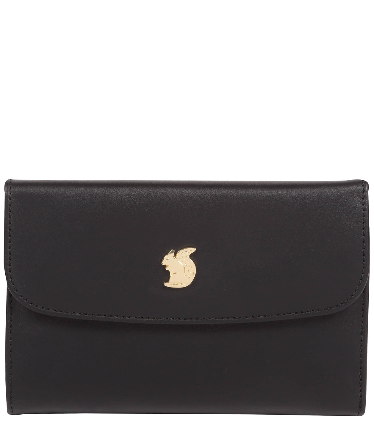 'Maple' Black Leather Tri-Fold Purse