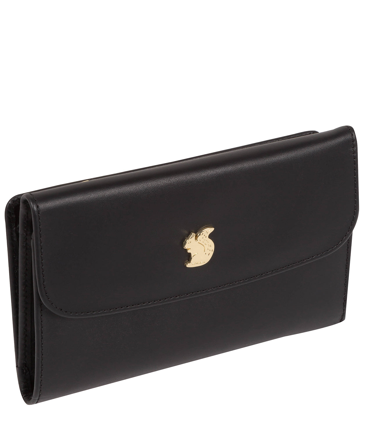 'Maple' Black Leather Tri-Fold Purse