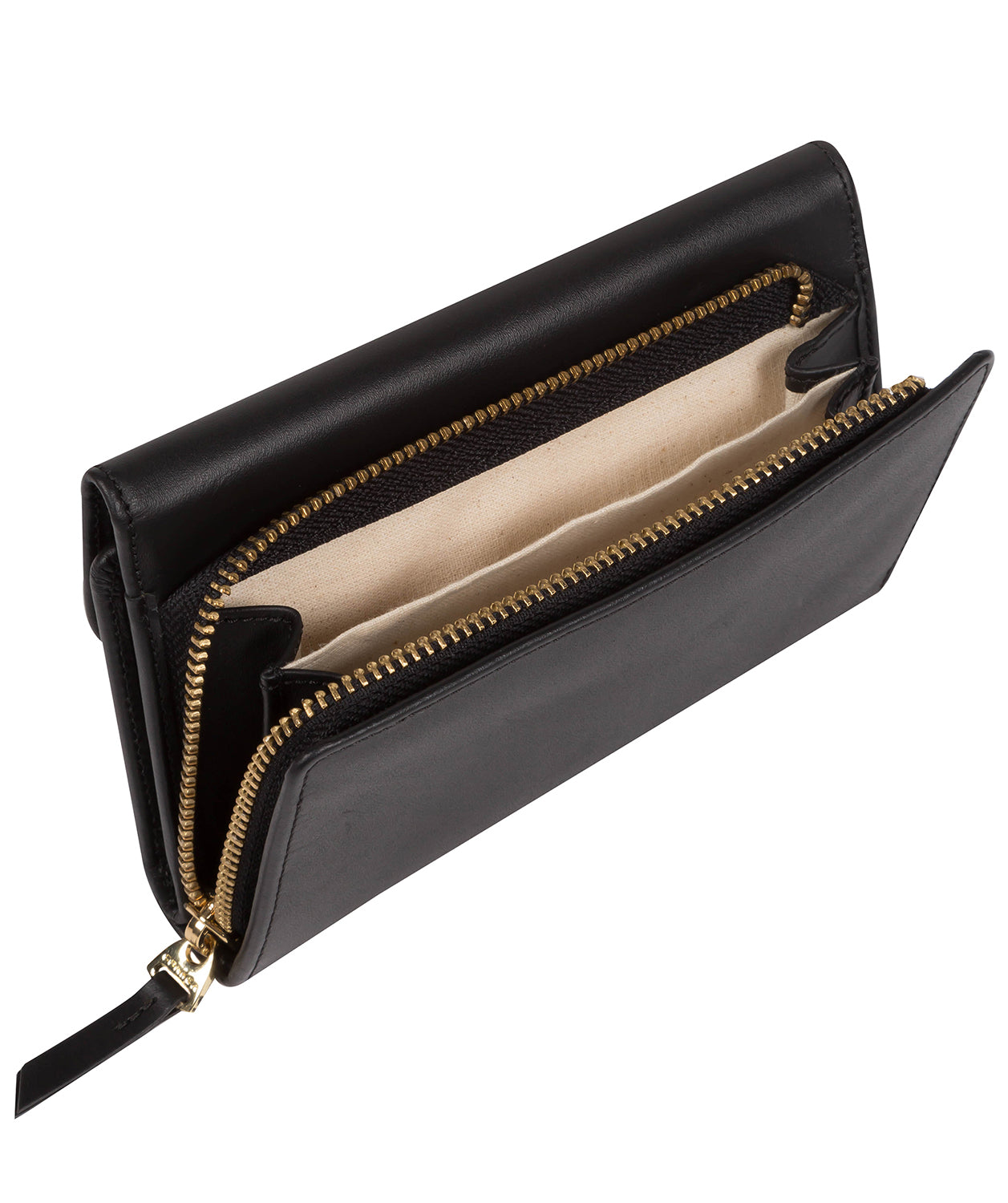 'Maple' Black Leather Tri-Fold Purse