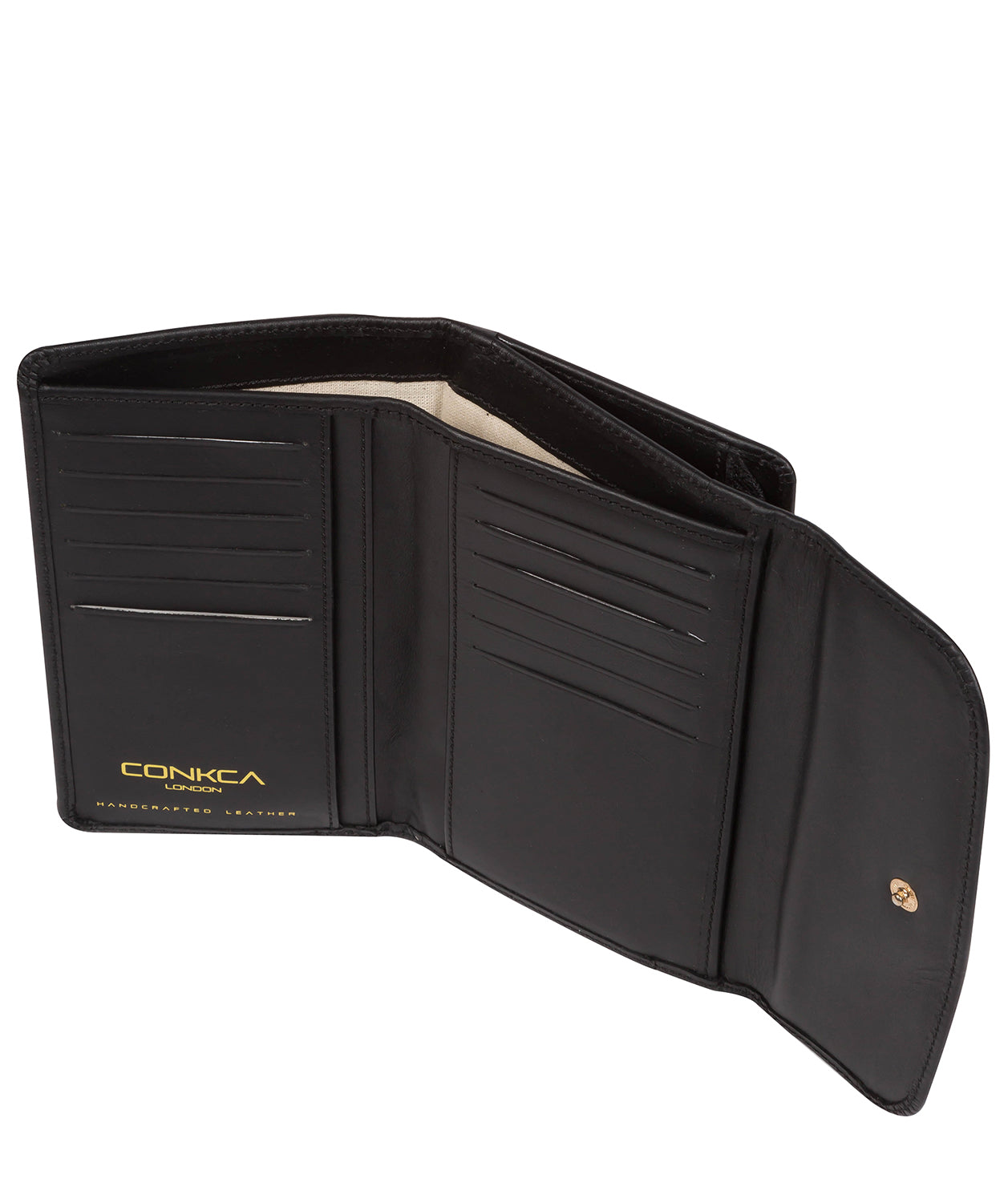 'Maple' Black Leather Tri-Fold Purse