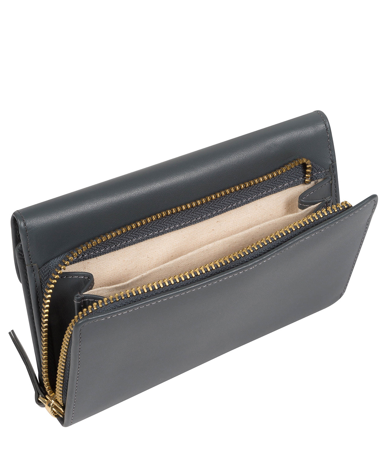 'Maple' Smoky Blue Leather Tri-Fold Purse