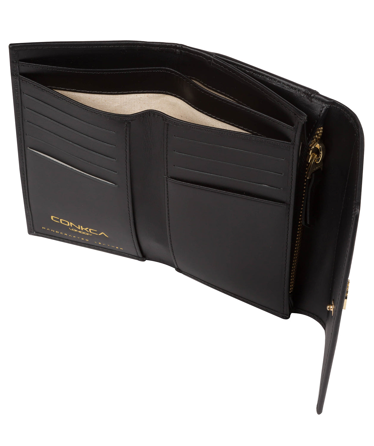 'Sherry' Black Leather Tri-Fold Purse