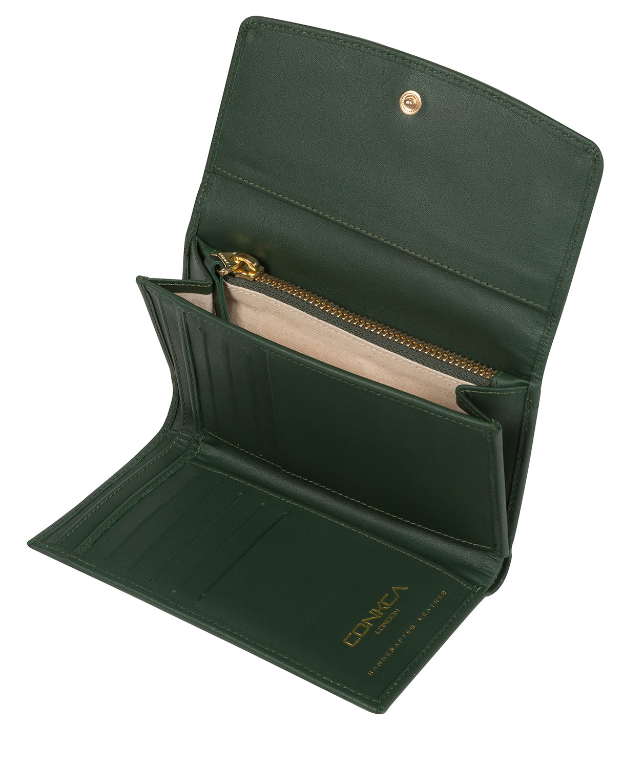 'Sherry' Evergreen Leather Tri-Fold Purse