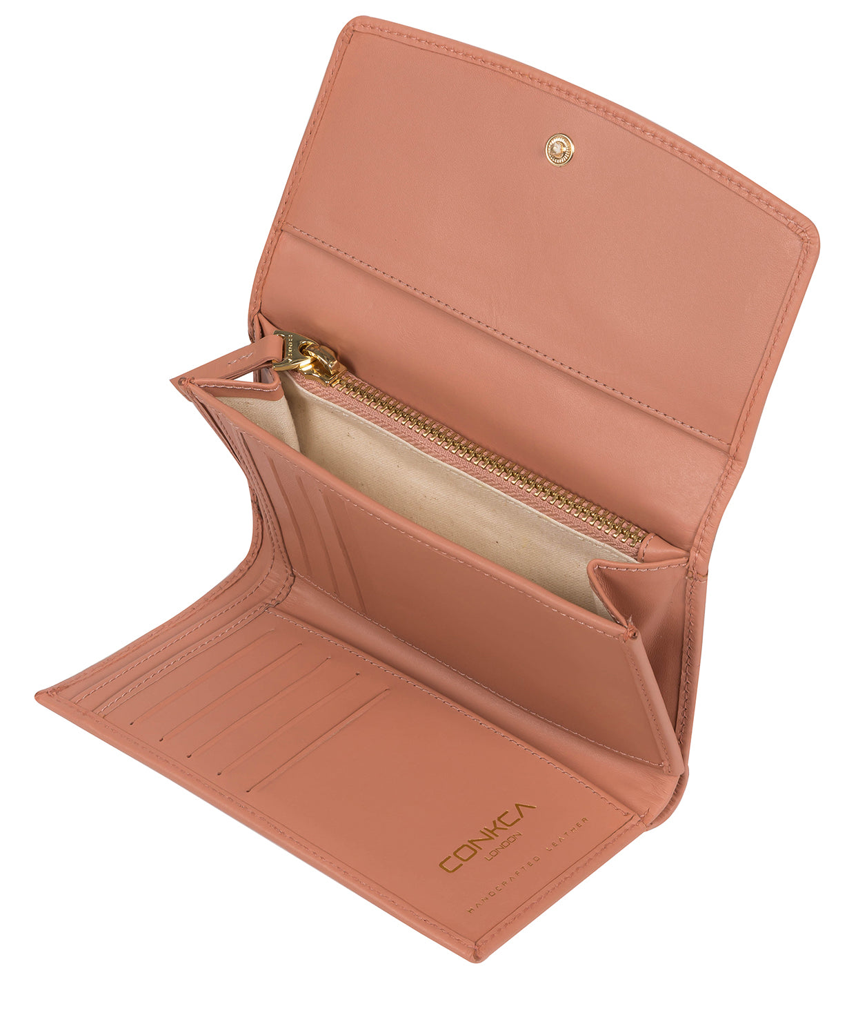 'Sherry' Misty Rose Leather Tri-Fold Purse