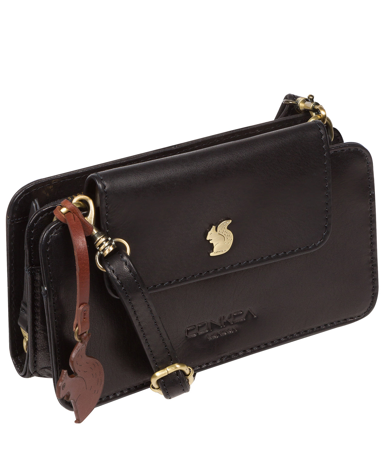 'Little Wonder' Black Leather Cross Body Clutch Bag