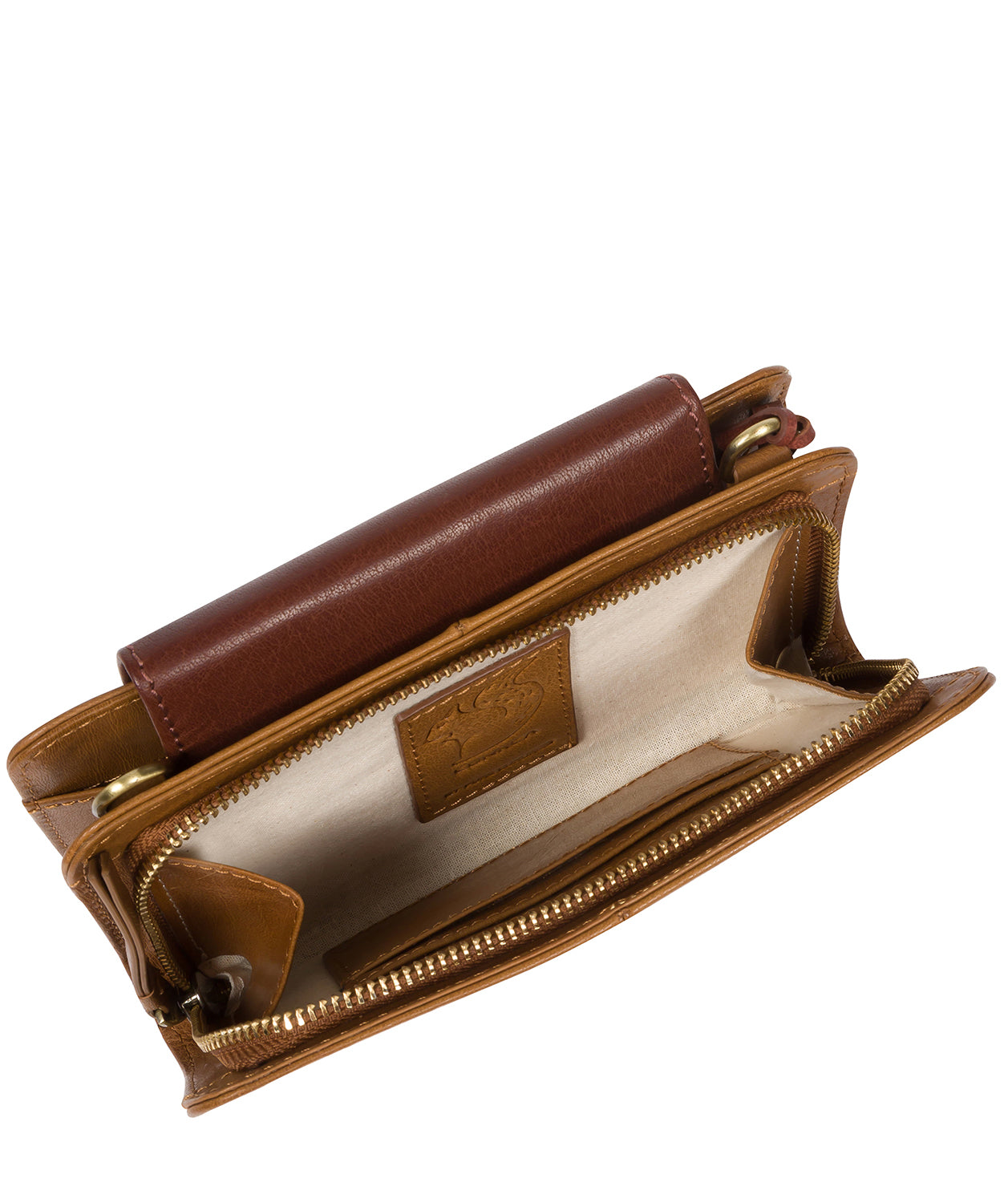 'Little Wonder' Dark Tan & Conker Brown Leather Cross Body Clutch Bag