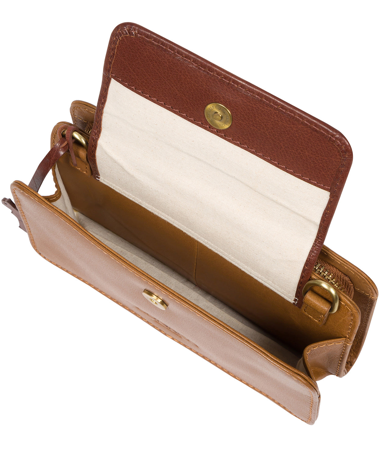 'Little Wonder' Dark Tan & Conker Brown Leather Cross Body Clutch Bag